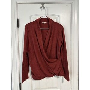 Pleione Red Surplice Wrap Top‎ Size Medium